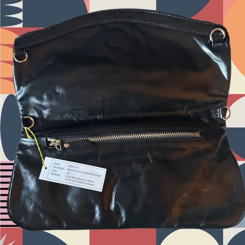 Joseph Charles Jet Black Leather Berkshire Convertible Messenger Bag NWT